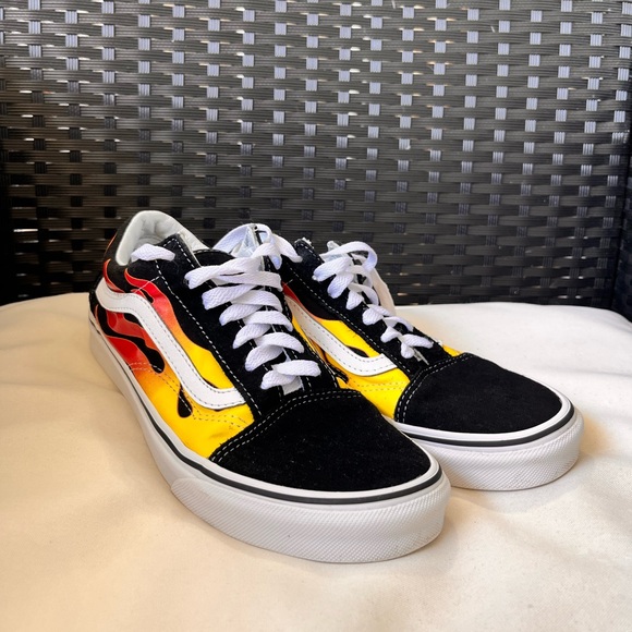 Vans Black and Flame Design Sneakers - Picture 1 of 6